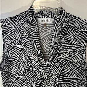 Kasper Geometric Black and White Women's Blouse